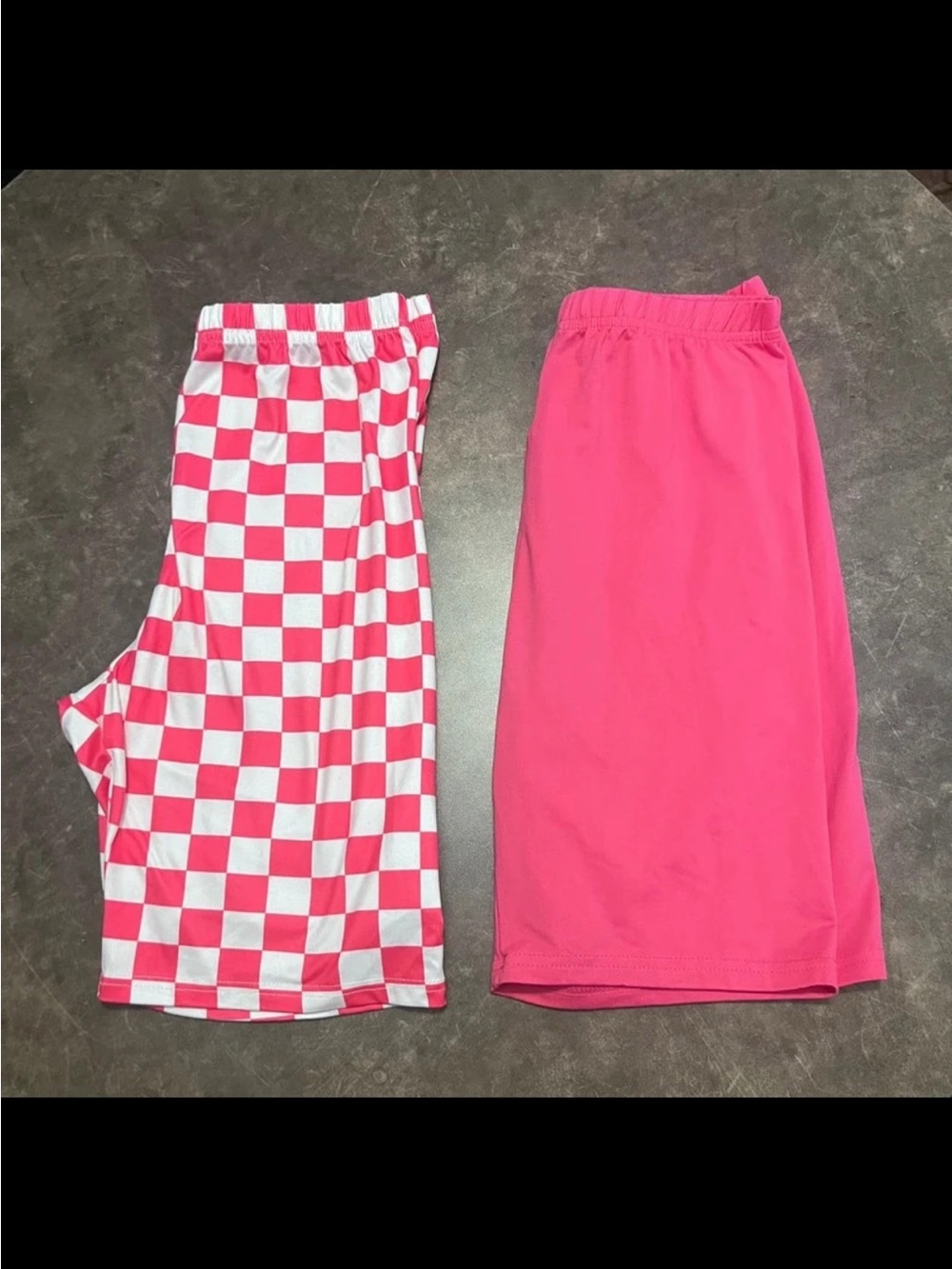 SHEIN Pink Checkerboard & Solid Pink Jersey Shorts - Kids